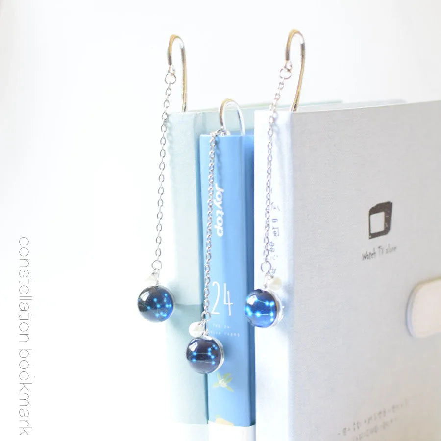 Luminous Libra Constellations Metal Bookmark – Cute Round Bookmark for Astrology Lovers