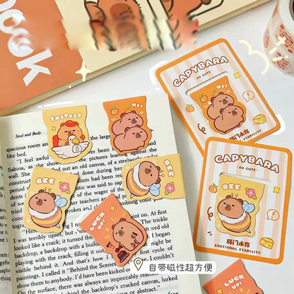 60 Pcs Kawaii Capybara Magnetic Bookmarks