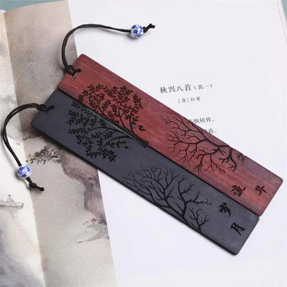 Wooden Bookmark – Retro Carved Mahogany Design