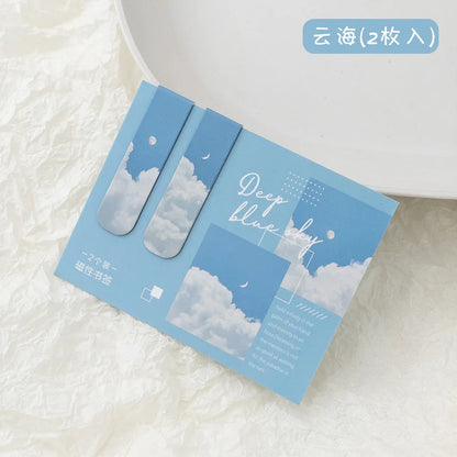 2 PCS Misty Fantasy Clouds Magnetic Bookmark For Books Readers