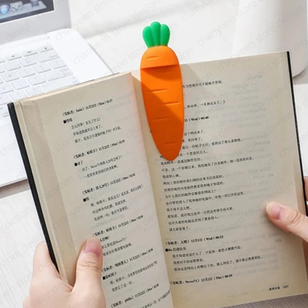 Silicone 3D Stereo Book Marks Cute Creative Carrot Bookmark for Kids DIY Decoration Gift Stationery School Office Supplies