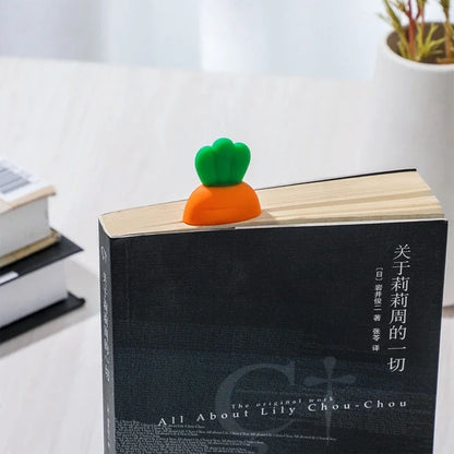 Silicone 3D Stereo Book Marks Cute Creative Carrot Bookmark for Kids DIY Decoration Gift Stationery School Office Supplies