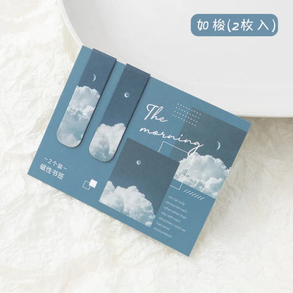 2 PCS Misty Fantasy Clouds Magnetic Bookmark For Books Readers