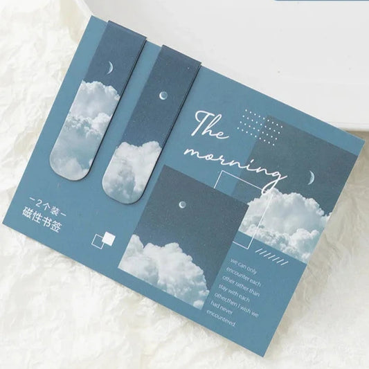 2 PCS Misty Fantasy Clouds Magnetic Bookmark For Books Readers