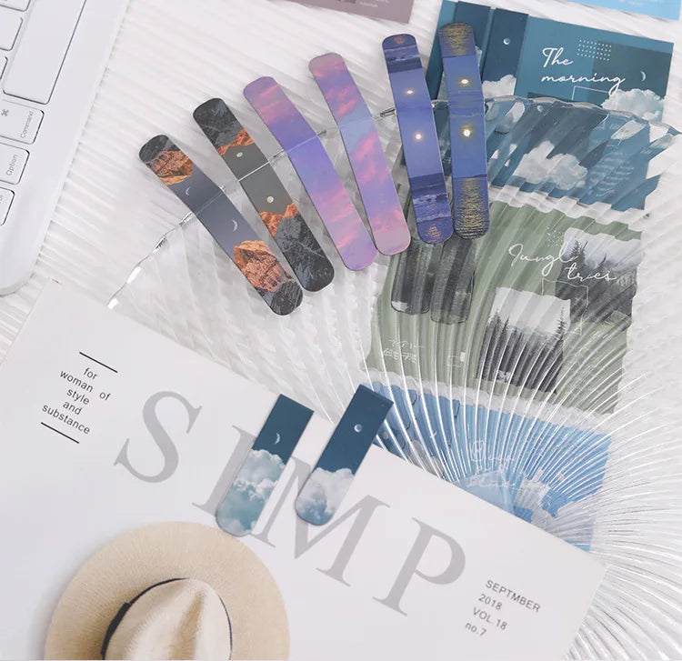 2 PCS Sunset Glow Scenery Magnetic Bookmark for Pages