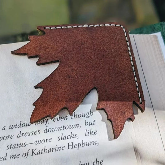 6PCS PU Leather Maple Leaf Bookmarks