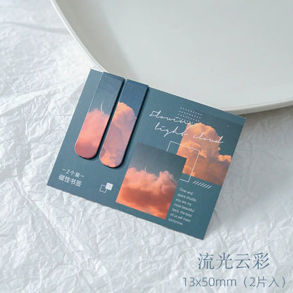 2 PCS Misty Fantasy Clouds Sea Forest Landscape Magnetic Bookmark for Pages Books Readers