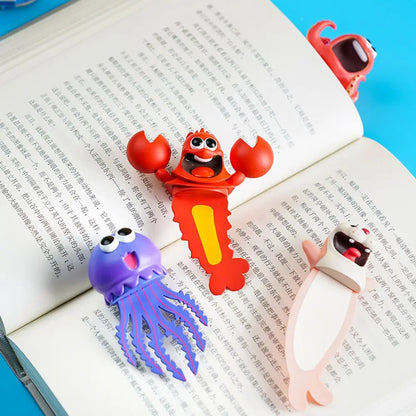 Cartoon Lobster 3D PVC Bookmark – Fun Animal Page Marker for Kids & Students