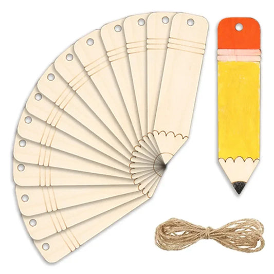 10pcs Wooden Blank Pencil Shaped Bookmarks