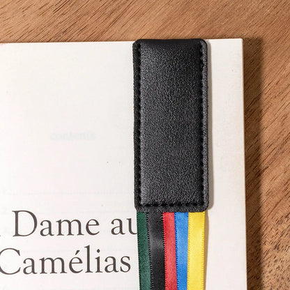 Custom Name Black Bookmark With Engraved PU Leather