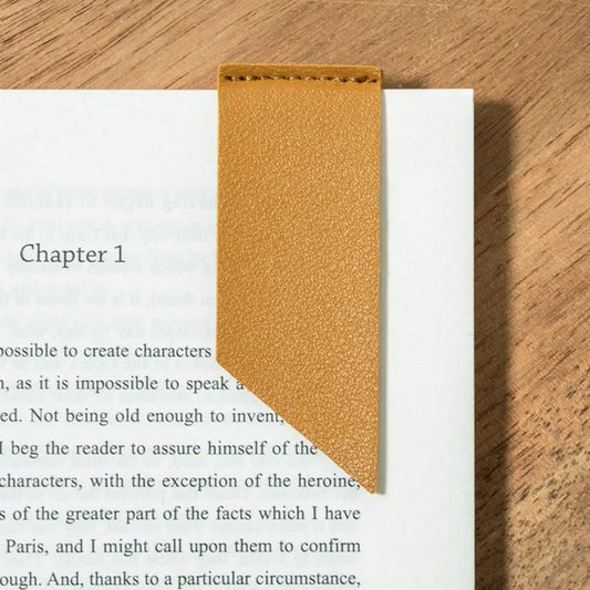 Vintage PU Leather Magnetic Bookmark in Khaki