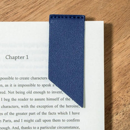 Vintage PU Blue Leather Bookmark