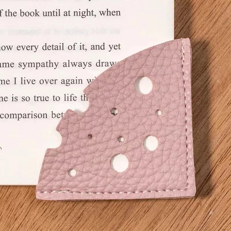 Pink Cheese Style PU Leather Bookmark