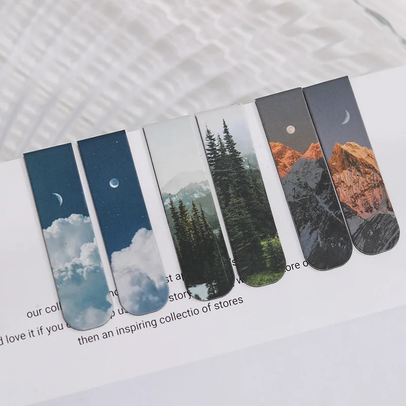 Misty Fantasy Magnetic Bookmarks – Set of 2 Scenic Book Page Markers for Book Enthusiasts