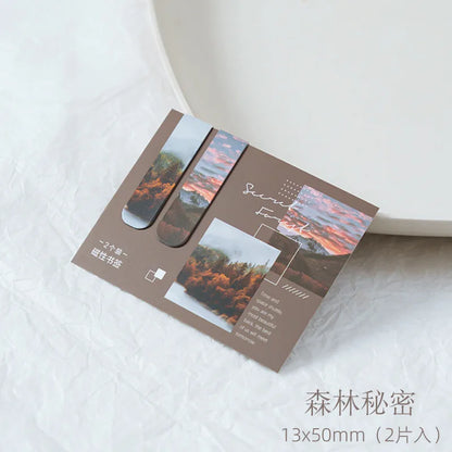 2 PCS Sunset Glow Scenery Magnetic Bookmark for Pages