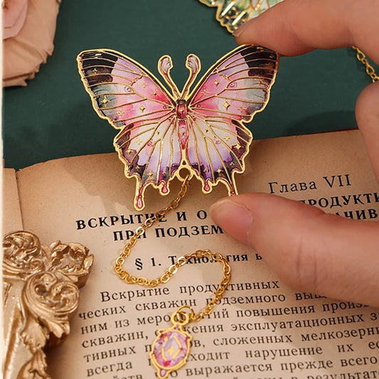 Retro Butterfly Bookmark with Blue Oil Painting Design